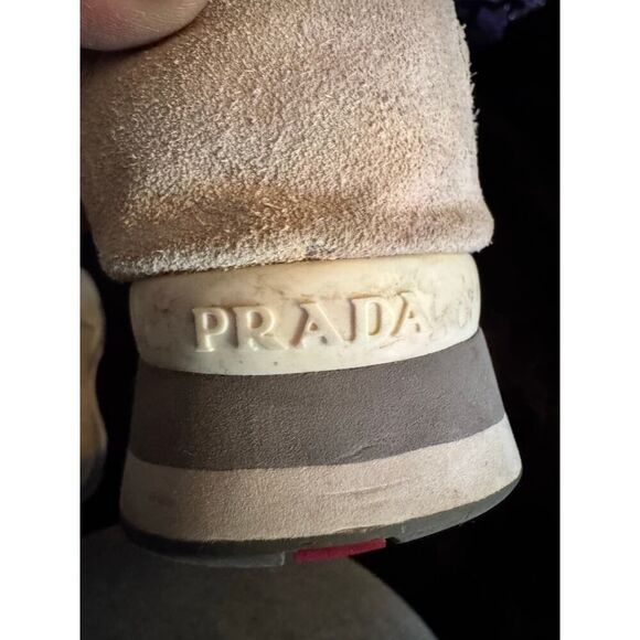 Authentic prada tan suede platform trainers sneakers 40 - Picture 8 of 13